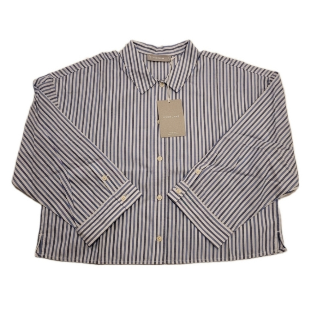 Everlane Women's Blue White Striped Button Down Shirt Size S